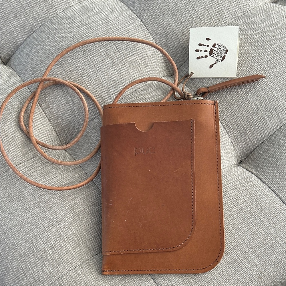 PUC Tan Leather Crossbody Bag